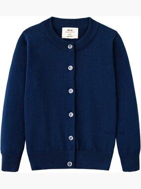 Girls Cotton Cardigan Sweater Button Long Sleeve Knit